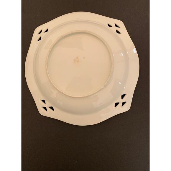 Vintage R S Germany China Bowl Pierced Edges Spring Flowers Gold Stamp 7" Square - Picture 6 of 7